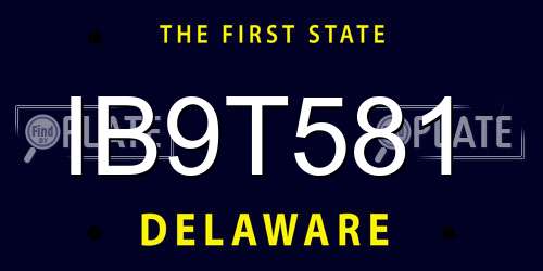 IB9T581 Delaware License Plate
