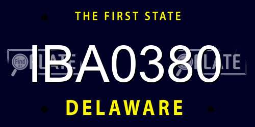 IBA0380 Delaware License Plate