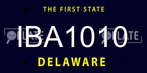 IBA1010 Delaware License Plate