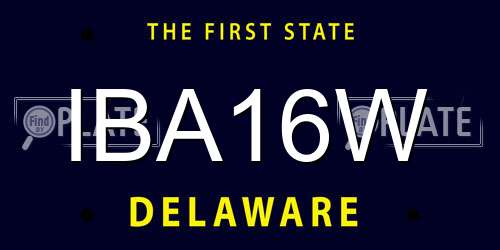 IBA16W Delaware License Plate