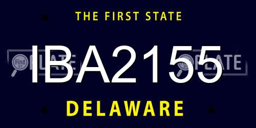 IBA2155 Delaware License Plate