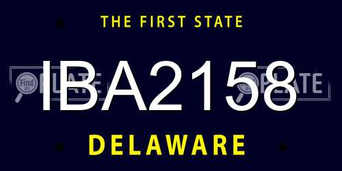 IBA2158 Delaware License Plate