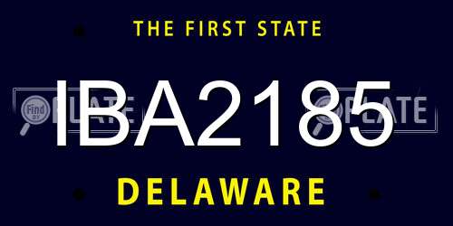 IBA2185 Delaware License Plate