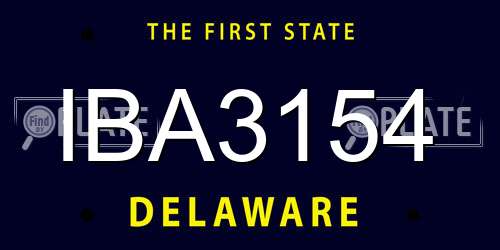 IBA3154 Delaware License Plate
