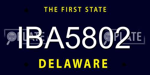 IBA5802 Delaware License Plate