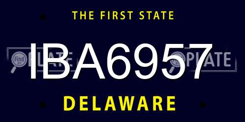 IBA6957 Delaware License Plate