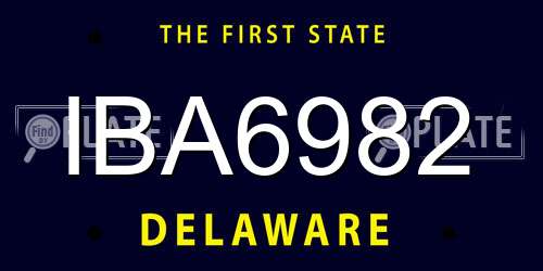 IBA6982 Delaware License Plate