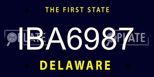 IBA6987 Delaware License Plate