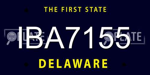 IBA7155 Delaware License Plate