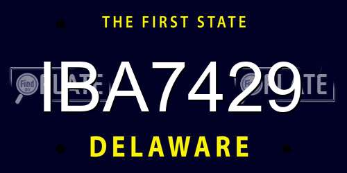 IBA7429 Delaware License Plate