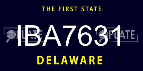 IBA7631 Delaware License Plate