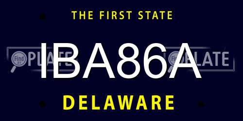 IBA86A Delaware License Plate