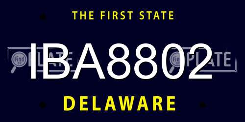 IBA8802 Delaware License Plate