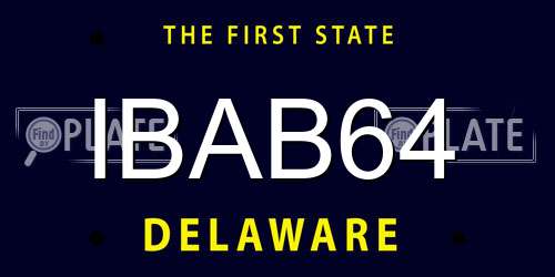 IBAB64 Delaware License Plate