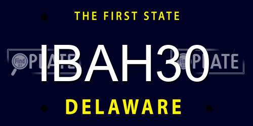 IBAH30 Delaware License Plate