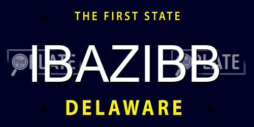 IBAZIBB Delaware License Plate