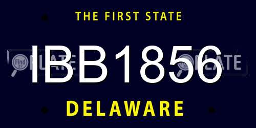 IBB1856 Delaware License Plate