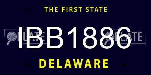 IBB1886 Delaware License Plate