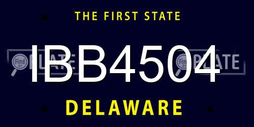 IBB4504 Delaware License Plate
