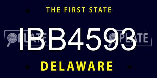 IBB4593 Delaware License Plate