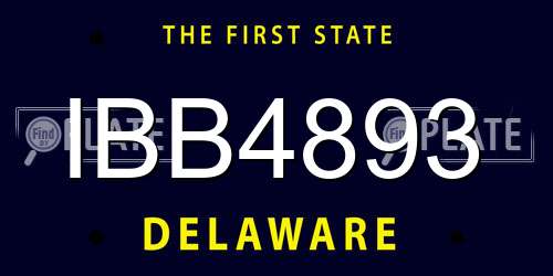 IBB4893 Delaware License Plate