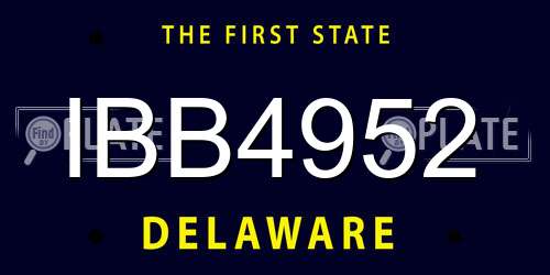 IBB4952 Delaware License Plate