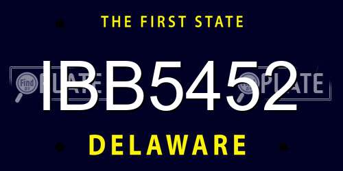IBB5452 Delaware License Plate