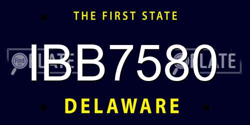 IBB7580 Delaware License Plate