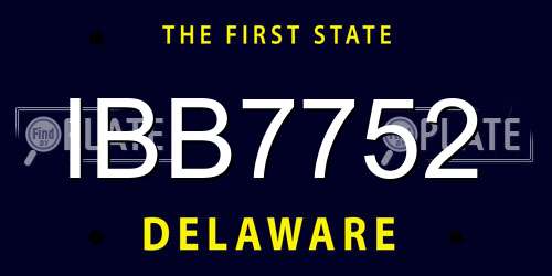 IBB7752 Delaware License Plate
