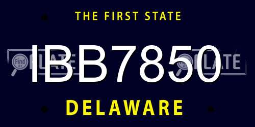 IBB7850 Delaware License Plate