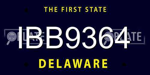 IBB9364 Delaware License Plate