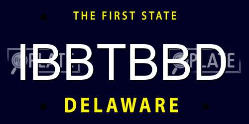 IBBTBBD Delaware License Plate