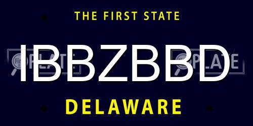 IBBZBBD Delaware License Plate