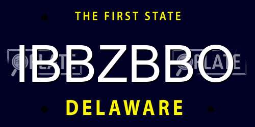 IBBZBBO Delaware License Plate