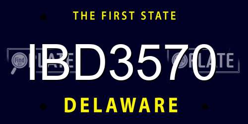 IBD3570 Delaware License Plate