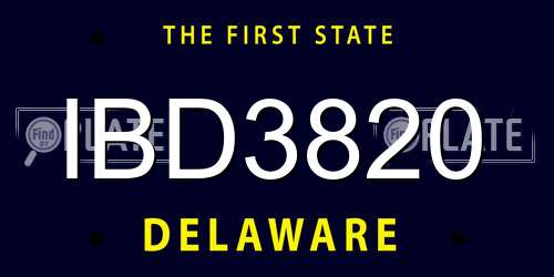 IBD3820 Delaware License Plate