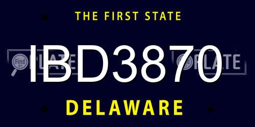 IBD3870 Delaware License Plate