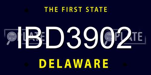 IBD3902 Delaware License Plate
