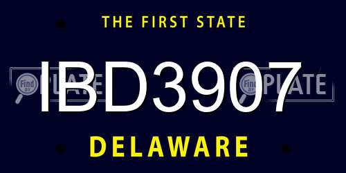 IBD3907 Delaware License Plate