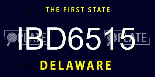 IBD6515 Delaware License Plate