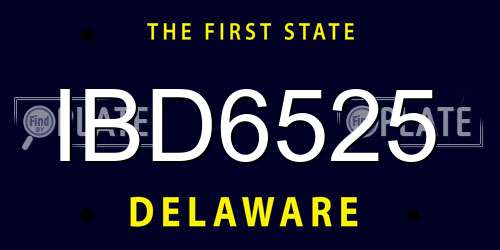 IBD6525 Delaware License Plate