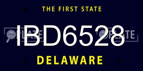 IBD6528 Delaware License Plate