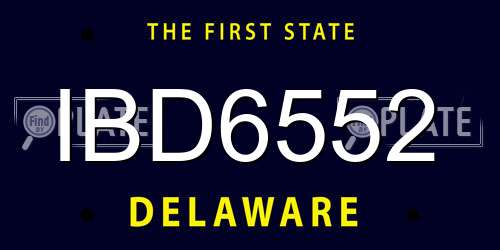 IBD6552 Delaware License Plate