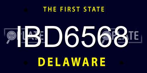 IBD6568 Delaware License Plate