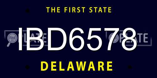 IBD6578 Delaware License Plate
