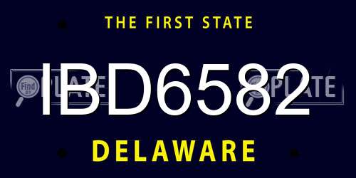 IBD6582 Delaware License Plate