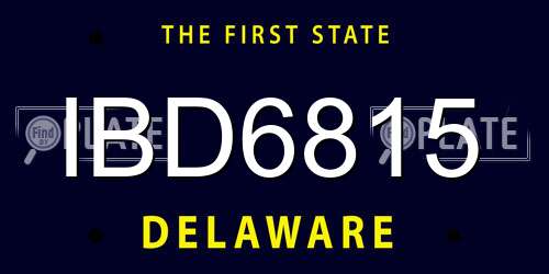 IBD6815 Delaware License Plate