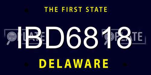 IBD6818 Delaware License Plate