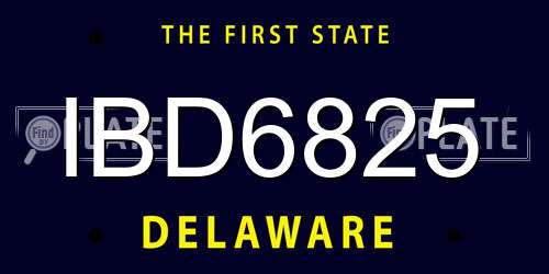 IBD6825 Delaware License Plate