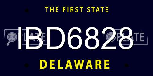 IBD6828 Delaware License Plate